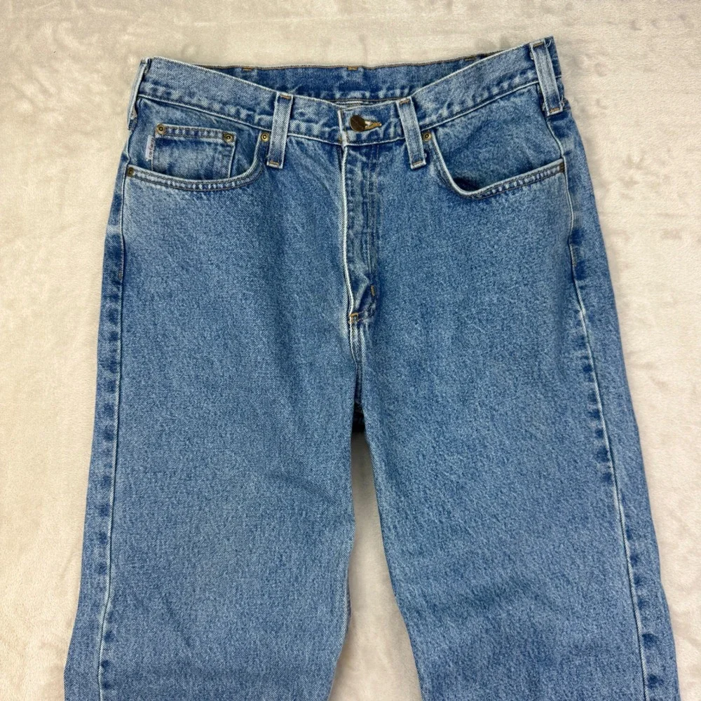Vtg Carhartt Jeans Mens 34x34 (32x34) Blue Relaxed Straight Fit Workwear Denim